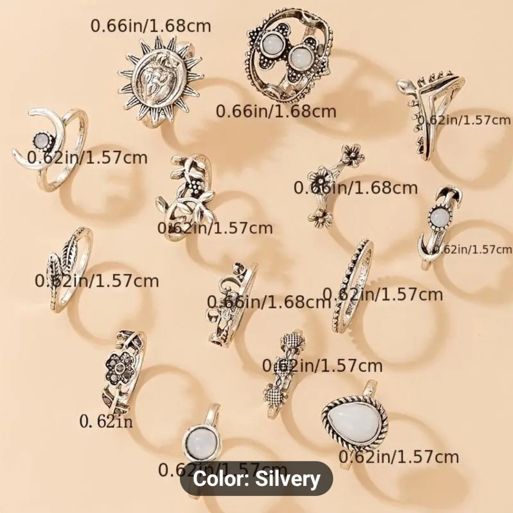 New Set Of 14 Boho Style Stacking Rings Great Sto… - image 4